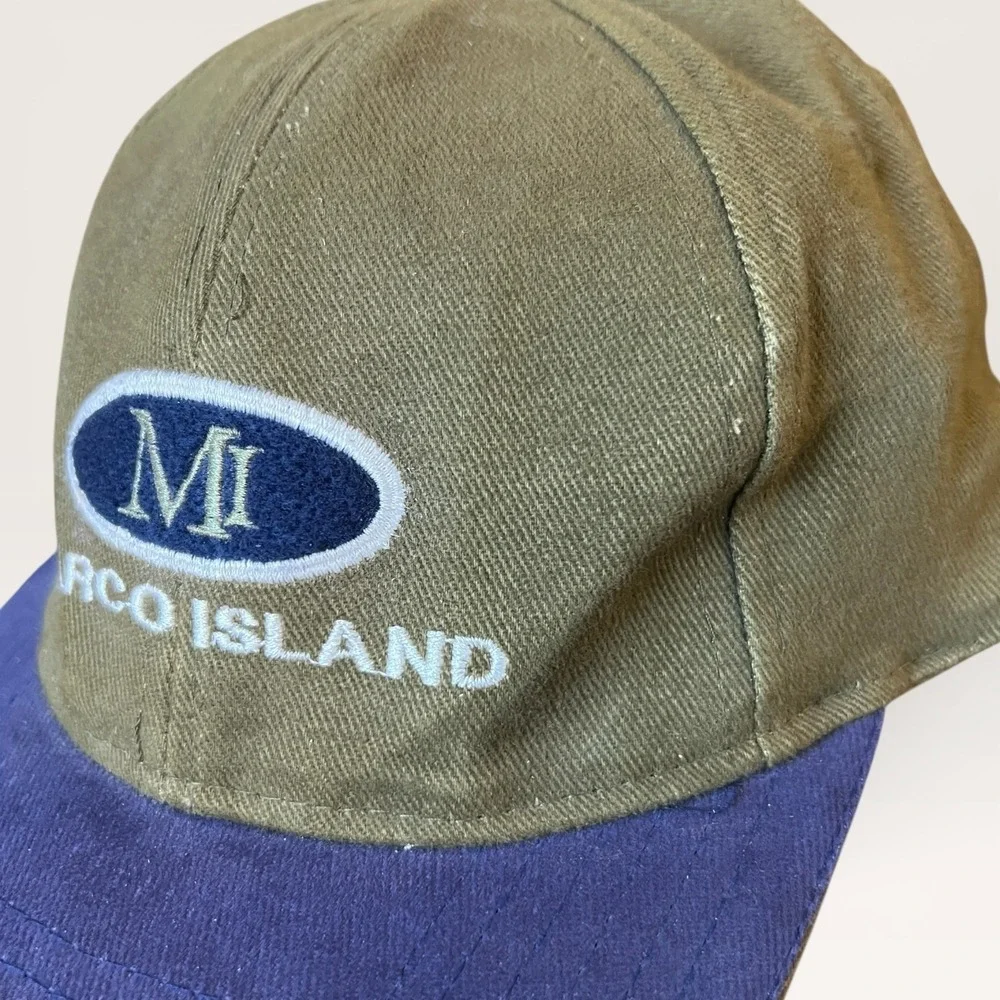 VTG‎ Marco Island Dad Cap J Hats OS Green Blue Florida Souvenir Canvas Strapback